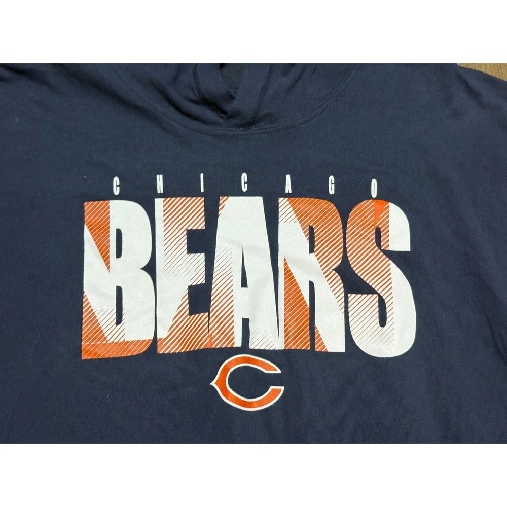 Nike Shirts Mens Size S Navy Blue Short Sleeve Hoodie NFL Dri-Fit Chicago Bears